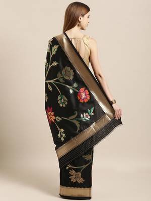 black woven silk saree with blouse 2