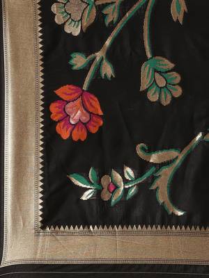 black woven silk saree with blouse 4