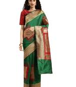 green woven silk saree with blouse