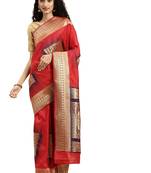 red woven silk saree with blouse