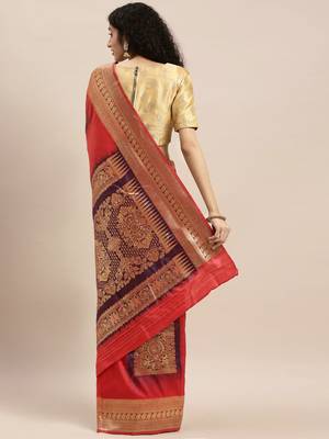 red woven silk saree with blouse 2