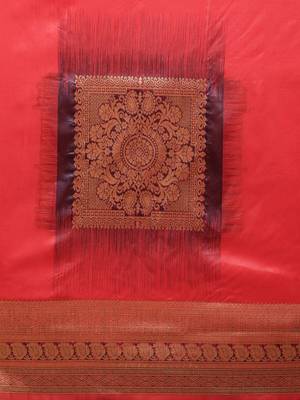 red woven silk saree with blouse 3