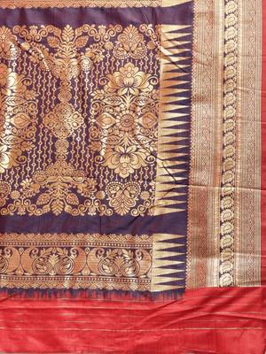 red woven silk saree with blouse 4