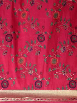 pink woven silk saree with blouse 3