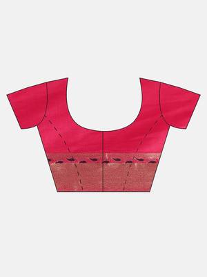 pink woven silk saree with blouse 5