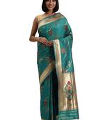 green woven silk saree with blouse