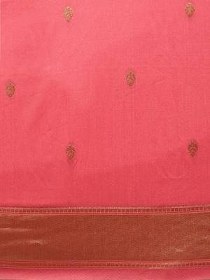 pink woven silk saree with blouse 3