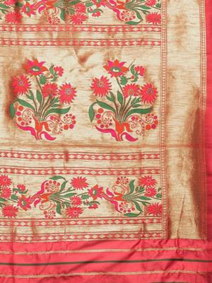 pink woven silk saree with blouse 4