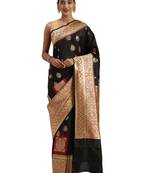 black woven silk saree with blouse