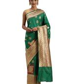 green woven silk saree with blouse