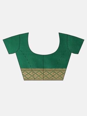 green woven silk saree with blouse 5