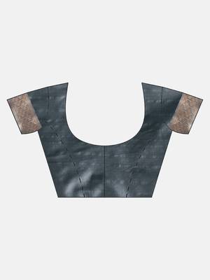 grey woven silk saree with blouse 5