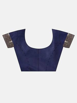 blue woven  silk saree with blouse 5