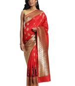 red woven silk saree with blouse