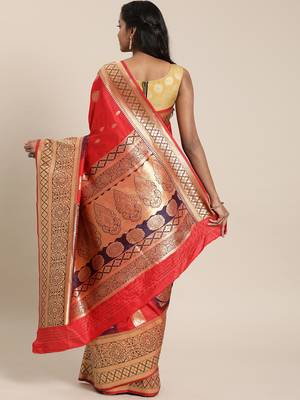 red woven silk saree with blouse 2