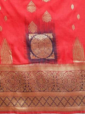 red woven silk saree with blouse 3