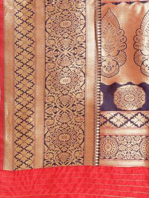 red woven silk saree with blouse 4