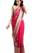 red woven kanchipuram silk saree with blouse