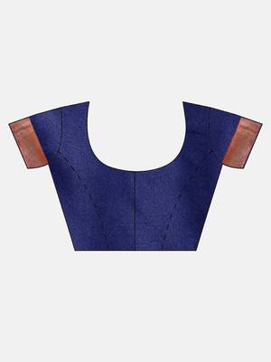 blue woven silk saree with blouse 5