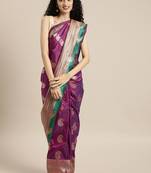purple woven silk saree with blouse