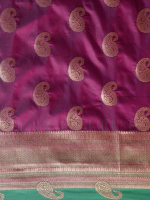 purple woven silk saree with blouse 3