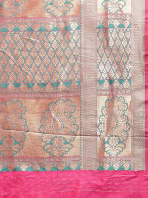 pink woven  silk saree with blouse 4