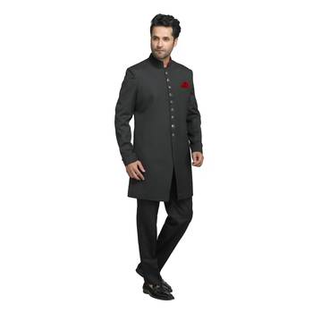 Black plain polyester indo-western-dresses 2