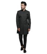 Black plain polyester indo-western-dresses