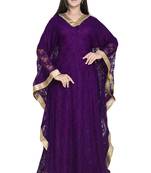 Moroccan Dubai Kaftan Evening Barroso Net fabric Lais Work With In Head Scarf 