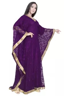 Moroccan Dubai Kaftan Evening Barroso Net fabric Lais Work With In Head Scarf 
