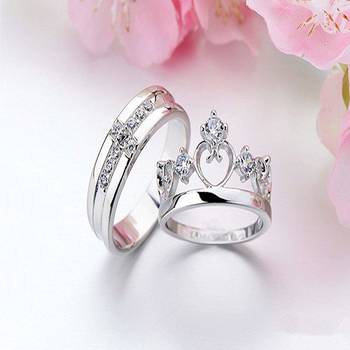 Valentine's Special Platinum Plated CZ Adjustable Couple Finger Rings for Women  1