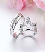 Valentine's Special Platinum Plated CZ Adjustable Couple Finger Rings for Women 