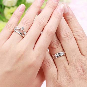 Valentine's Special Platinum Plated CZ Adjustable Couple Finger Rings for Women  4