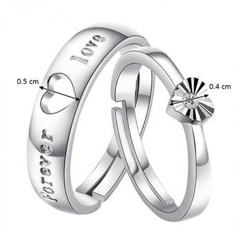 Valentine's Special Platinum Plated CZ Adjustable Couple Finger Rings For Love  2