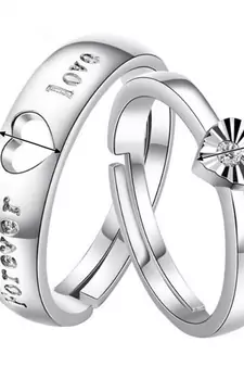 Valentine's Special Platinum Plated CZ Adjustable Couple Finger Rings For Love 
