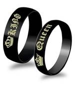 Valentine's Special Her King His Queen Black Titanium Stainless Steel Couple Finger Rings For Love 