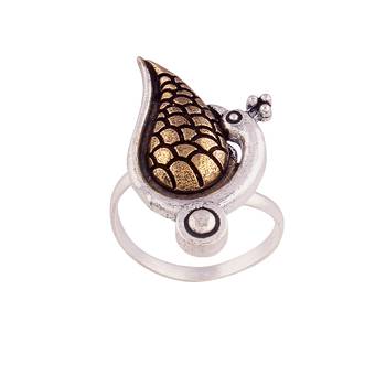 I Jewels Antique Silver Oxidized Adjustable Peacock Finger Ring for Women/Girls (FL19) 1