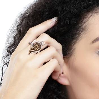 I Jewels Antique Silver Oxidized Adjustable Peacock Finger Ring for Women/Girls (FL19) 3