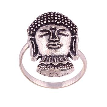 I Jewels Traditional Oxidised Silver Buddha Artistic Crafted Adjustable Finger Ring for Women/Girls (FL20) 1