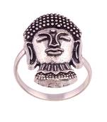 I Jewels Traditional Oxidised Silver Buddha Artistic Crafted Adjustable Finger Ring for Women/Girls (FL20)