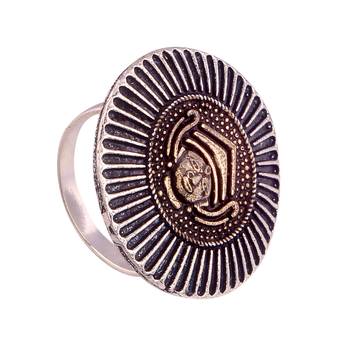 Antique Silver Oxidised Artistic Crafted Adjustable Finger Ring for Women/Girls  2