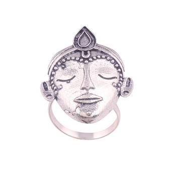 Silver Oxidised Ethnic Stylish Adjustable Finger Ring For Women/Girls (FL23) 1