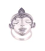 Silver Oxidised Ethnic Stylish Adjustable Finger Ring For Women/Girls (FL23)