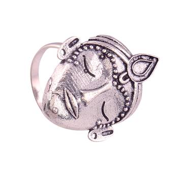 Silver Oxidised Ethnic Stylish Adjustable Finger Ring For Women/Girls (FL23) 2