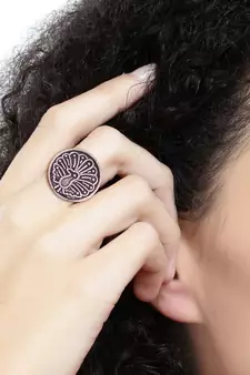 Antique Silver Oxidized Adjustable Peacock Finger Ring for Women/Girls 