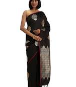 black woven banarasi silk saree with blouse