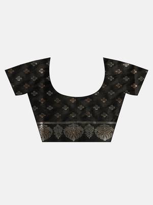 black woven banarasi silk saree with blouse 5