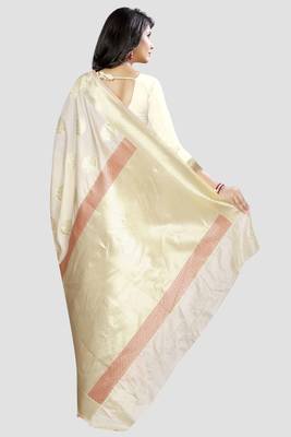 white woven silk saree with blouse 3