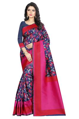 turquoise woven silk saree with blouse 1