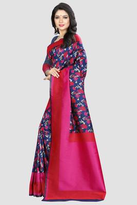 turquoise woven silk saree with blouse 2